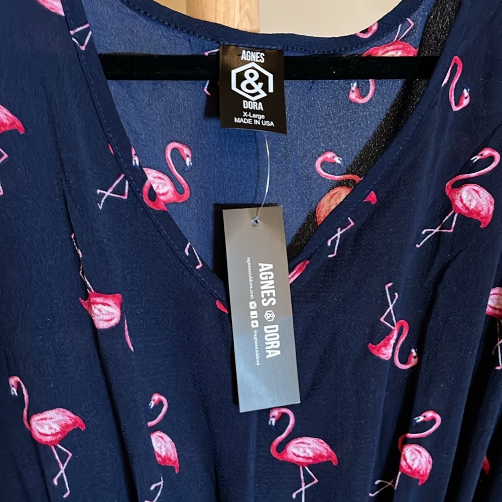 Agnes & Dora Navy Flamingo Dress - Picture 2 of 4